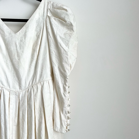 80s Vintage Laura Ashley Cottagecore Prairie White Dress Puff Sleeves US8 / UK10 - Picture 6 of 11
